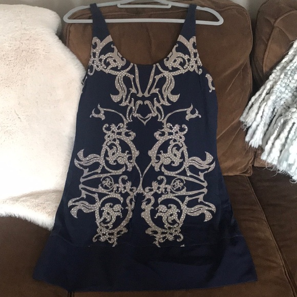 Express Navy Blue Cotton Tank Dress - Picture 6 of 7